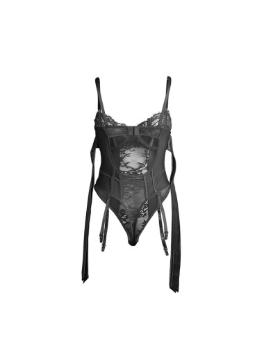 SUBBLIME - 955496 BODY DE RENDA COM LAÇOS E LIGAS PRETO S/M