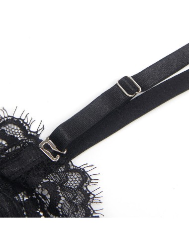 SUBBLIME - 955496 BODY DE RENDA COM LAÇOS E LIGAS PRETO S/M