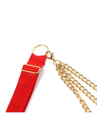 SUBBLIME - 955526 CONJUNTO DE SUTIÃ COM CORRENTES E MALHA CORAÇÃO VERMELHO L/XL