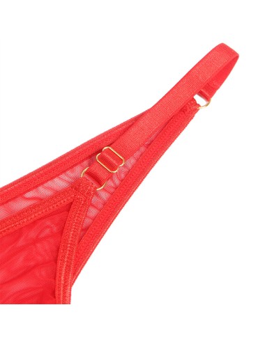 SUBBLIME - 955526 CONJUNTO DE SUTIÃ COM CORRENTES E MALHA CORAÇÃO VERMELHO L/XL