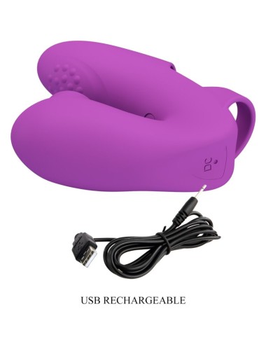 PRETTY LOVE - VIBRADOR DE DEDO ATHENA COM ESTIMULADOR DE CLITÓRIS ROXO
