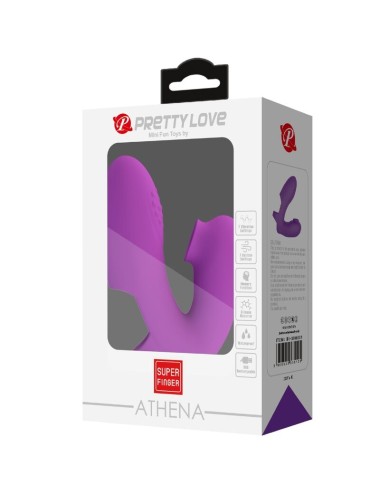 PRETTY LOVE - VIBRADOR DE DEDO ATHENA COM ESTIMULADOR DE CLITÓRIS ROXO