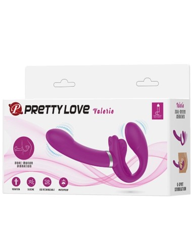 PRETTY LOVE - VIBRADOR VALERIE DOUBLE STRAP-ON 12 VIBRAÇÕES ROXO