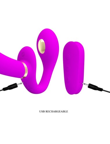 PRETTY LOVE - THUNDERBIRD VIBRADOR DUPLO STRAP-ON CONTROLE REMOTO ROXO