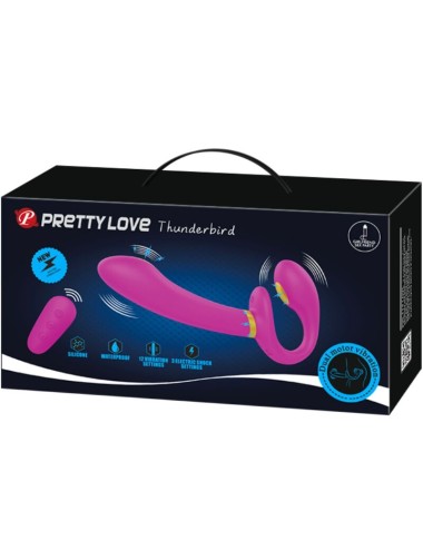 PRETTY LOVE - THUNDERBIRD VIBRADOR DUPLO STRAP-ON CONTROLE REMOTO ROXO