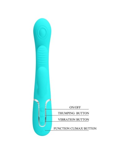 PRETTY LOVE - SHANIA TRIPLE RABBIT MULTIFUNCIONAL VIBRADOR 3 EM 1 AZUL