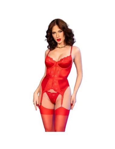 CHILIROSE - CR 4845 CORSET E MEIAS VERMELHO XL