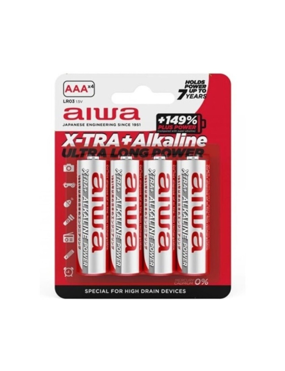 AIWA - X-TRA ALKALINE AAA BATERIA ALCALINA LR03 BLISTER*4 AIWA - X-TRA ALKALINE AAA BATERIA ALCALINA LR03 BLISTER*4