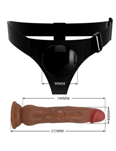PRETTY LOVE - KYTON UNIVERSAL HARNESS BRIEFS COM DILDO SQUIRTING 19 CM MULATO