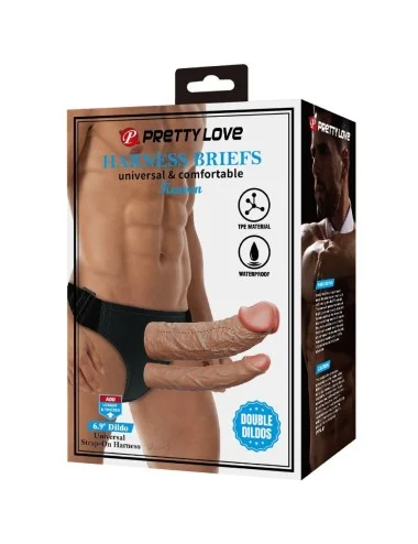 PRETTY LOVE - KEAVEN HARNESS BRIEFS DUPLO DILDO UNIVERSAL E CONFORTÁVEL