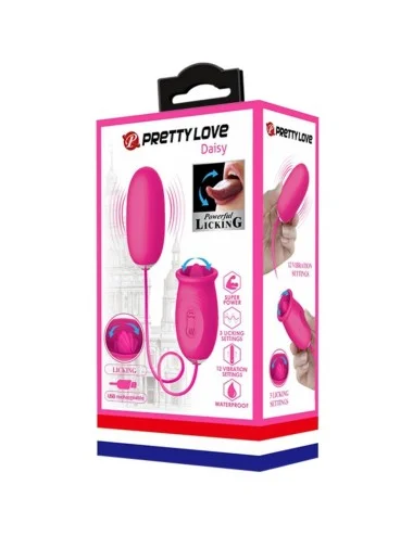 PRETTY LOVE - OVO VIBRADOR DAISY + LÍNGUA ESTIMULANTE DE CLITÓRIS ROSA