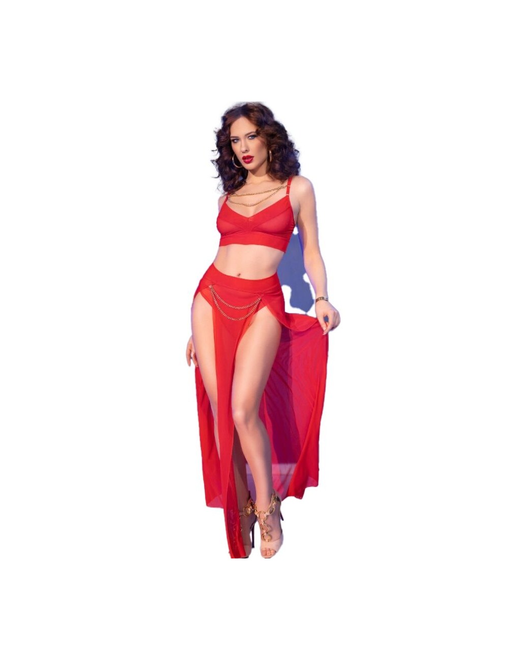 CHILIROSE - CR 4850 CONJUNTO DE TOP E LEGGING VERMELHO COM ACESSÓRIOS DOURADOS L CHILIROSE - CR 4850 CONJUNTO DE TOP E LEGGING VERMELHO COM ACESSÓRIOS DOURADOS L