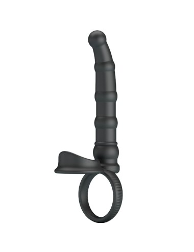 PRETTY LOVE - ANEL VIBRATÓRIO PARA PÊNIS TATUM COM PLUG 10 VIBRAÇÕES PRETO