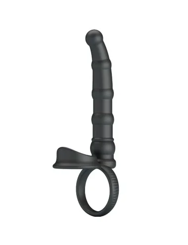 PRETTY LOVE - ANEL VIBRATÓRIO PARA PÊNIS TATUM COM PLUG 10 VIBRAÇÕES PRETO