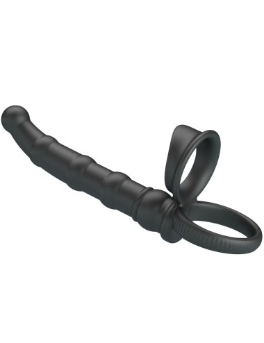 PRETTY LOVE - ANEL VIBRATÓRIO PARA PÊNIS TATUM COM PLUG 10 VIBRAÇÕES PRETO
