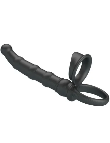 PRETTY LOVE - ANEL VIBRATÓRIO PARA PÊNIS TATUM COM PLUG 10 VIBRAÇÕES PRETO