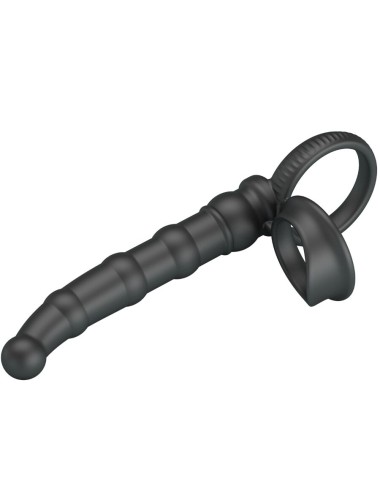 PRETTY LOVE - ANEL VIBRATÓRIO PARA PÊNIS TATUM COM PLUG 10 VIBRAÇÕES PRETO