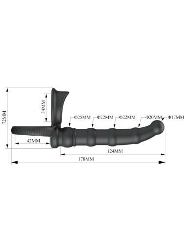 PRETTY LOVE - ANEL VIBRATÓRIO PARA PÊNIS TATUM COM PLUG 10 VIBRAÇÕES PRETO