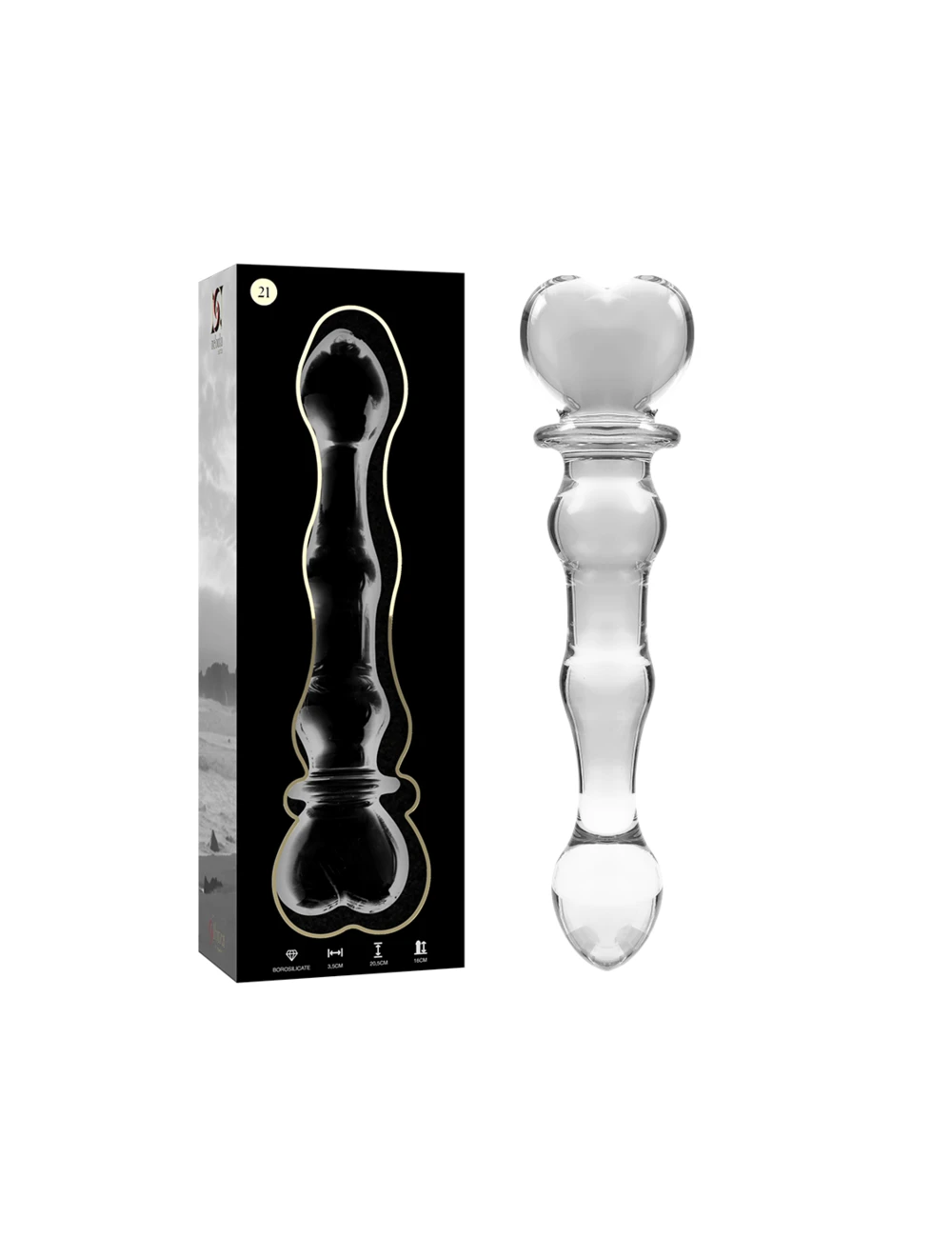 NEBULA SERIES BY IBIZA - MODELO 21 DILDO VIDRO BOROSILICADO TRANSPARENTE 20.5 CM -O- 3.5 CM