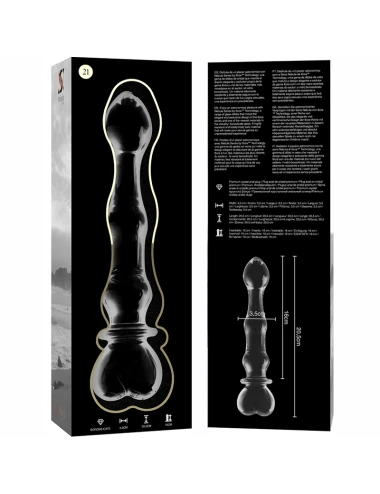 NEBULA SERIES BY IBIZA - MODELO 21 DILDO VIDRO BOROSILICADO TRANSPARENTE 20.5 CM -O- 3.5 CM