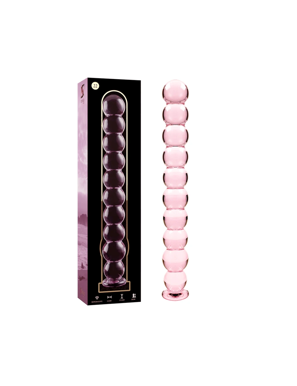 NEBULA SERIES BY IBIZA - MODELO 22 DILDO VIDRO BOROSILICADO ROSA 21.5 CM -O- 2.5 CM