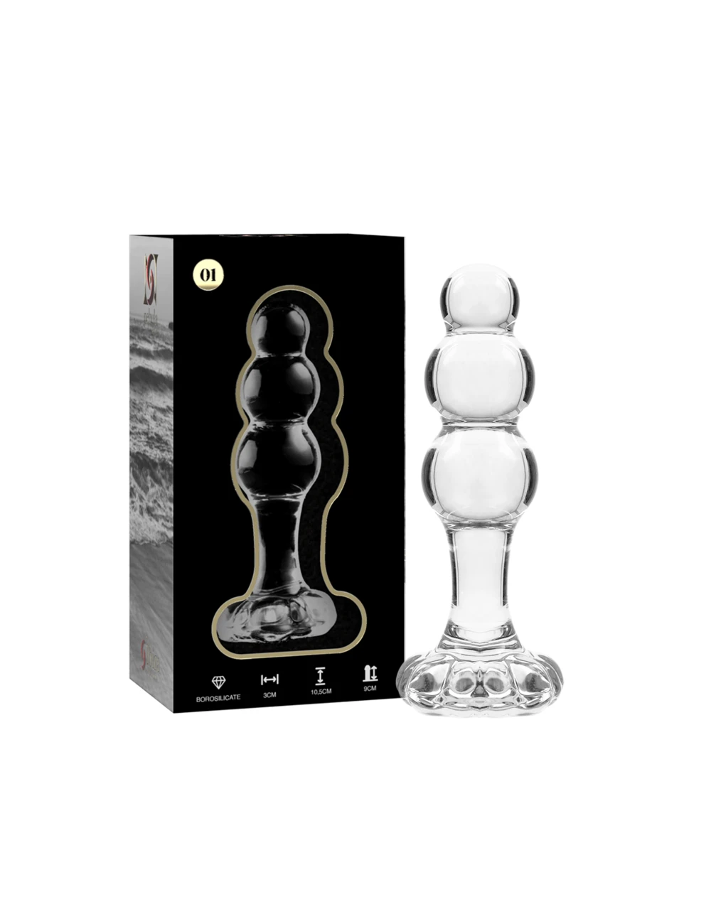 NEBULA SERIES BY IBIZA - MODELO 1 PLUG VIDRO BOROSILICADO TRANSPARENTE 10.5 CM -O- 3 CM