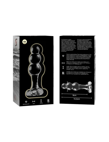 NEBULA SERIES BY IBIZA - MODELO 1 PLUG VIDRO BOROSILICADO TRANSPARENTE 10.5 CM -O- 3 CM