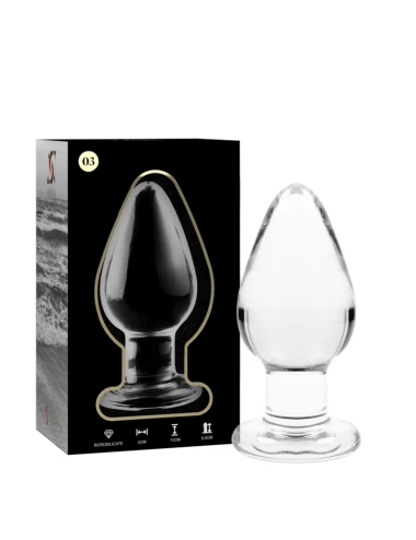 NEBULA SERIES BY IBIZA - MODELO 3 ANAL PLUG VIDRO BOROSILICADO TRANSPARENTE 11 CM -O- 5 CM