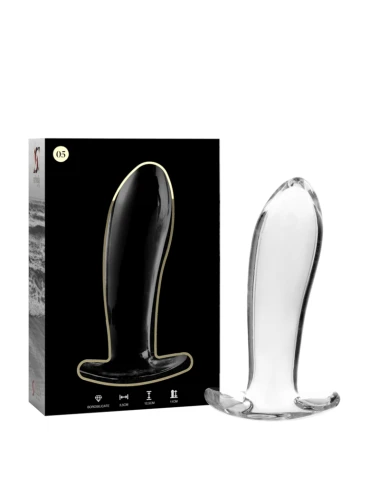 NEBULA SERIES BY IBIZA - MODELO 5 ANAL PLUG VIDRO BOROSILICADO TRANSPARENTE 12.5 CM -O- 3.5 CM