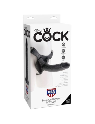 KING COCK - HARNESS COM PÊNIS PRETO REALISTA 22,9 CM