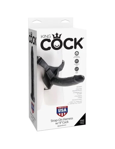 KING COCK - HARNESS COM PÊNIS PRETO REALISTA 22,9 CM