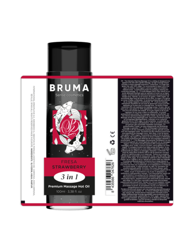 BRUMA - ÓLEO DE MASSAGEM PREMIUM EFEITO CALOR SABOR MORANGO 3 EM 1 - 100 ML