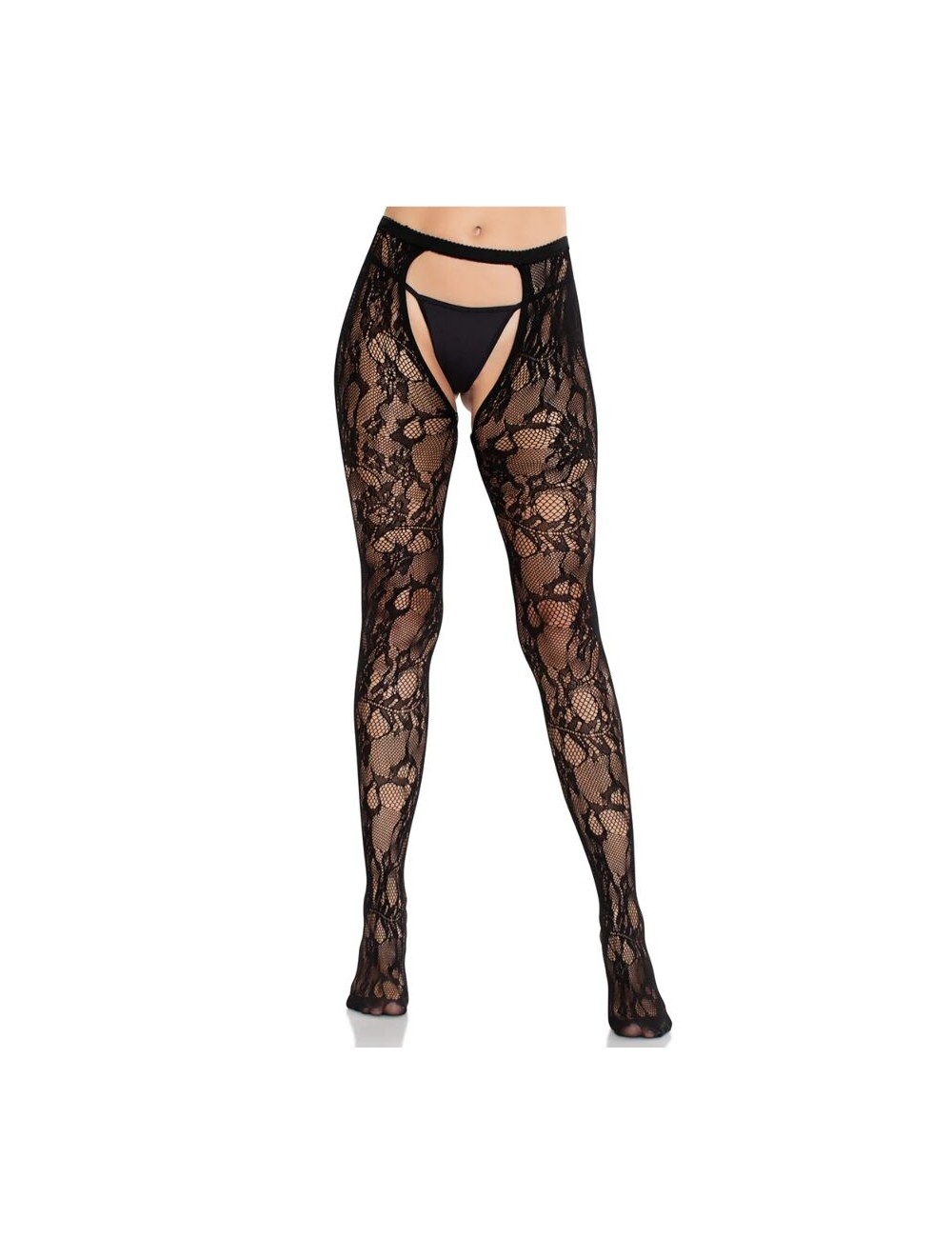 LEG AVENUE - MEIAS DE RENDA ROSA COM COSTAS ABERTAS PRETAS LEG AVENUE - MEIAS DE RENDA ROSA COM COSTAS ABERTAS PRETAS