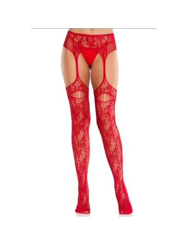 LEG AVENUE - MEIAS DE RENDA COM LIGAS VERMELHAS