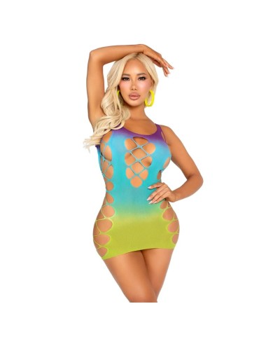LEG AVENUE - MINI VESTIDO SEM COSTURA COM ABERTURAS OCEAN