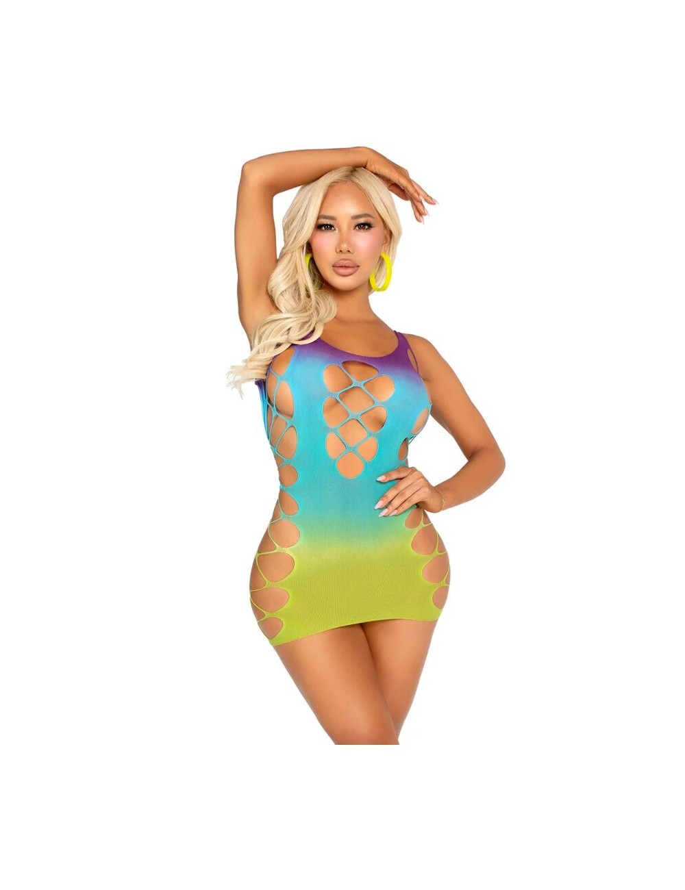 LEG AVENUE - MINI VESTIDO SEM COSTURA COM ABERTURAS OCEAN LEG AVENUE - MINI VESTIDO SEM COSTURA COM ABERTURAS OCEAN