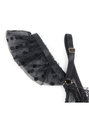 SUBBLIME - 957483 CONJUNTO DE SUTIÃ E LIGA DE RENDA PRETO S/M