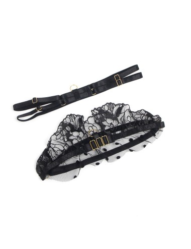 SUBBLIME - 957490 CONJUNTO DE SUTIÃ E LIGA DE RENDA PRETO L/XL