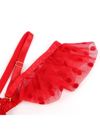 SUBBLIME - 957506 CONJUNTO DE SUTIÃ E LIGA DE RENDA VERMELHO S/M