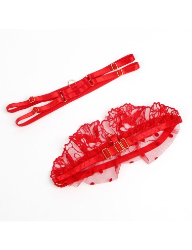 SUBBLIME - 957506 CONJUNTO DE SUTIÃ E LIGA DE RENDA VERMELHO S/M