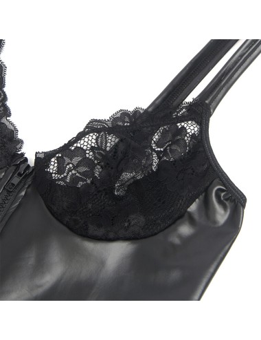 SUBBLIME - 957568 VESTIDO DE COURO COM ZÍPER PRETO S/M