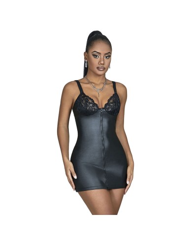 SUBBLIME - 957575 VESTIDO DE COURO COM ZÍPER PRETO L/XL