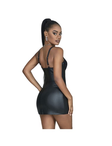 SUBBLIME - 957575 VESTIDO DE COURO COM ZÍPER PRETO L/XL
