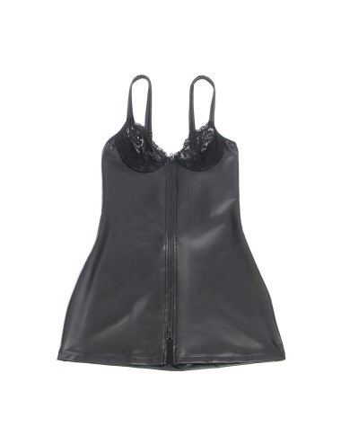 SUBBLIME - 957575 VESTIDO DE COURO COM ZÍPER PRETO L/XL