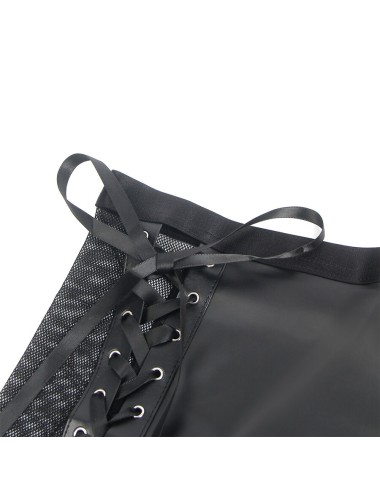 SUBBLIME - 957582 CONJUNTO DE SUTIÃ E SAIA DE COURO PRETO S/M