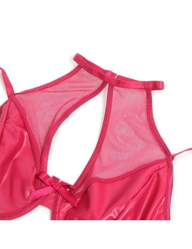 SUBBLIME - 957605 CONJUNTO DE SUTIÃ E SAIA DE COURO VERMELHO S/M
