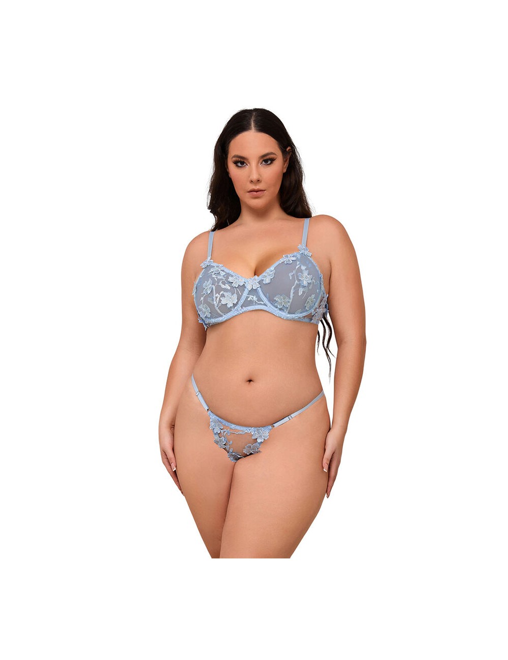 SUBBLIME - 957636 CONJUNTO DE SUTIÃ E CALCINHA BORDADOS COM FLORES AZUL CELESTE L/XL SUBBLIME - 957636 CONJUNTO DE SUTIÃ E CALCINHA BORDADOS COM FLORES AZUL CELESTE L/XL