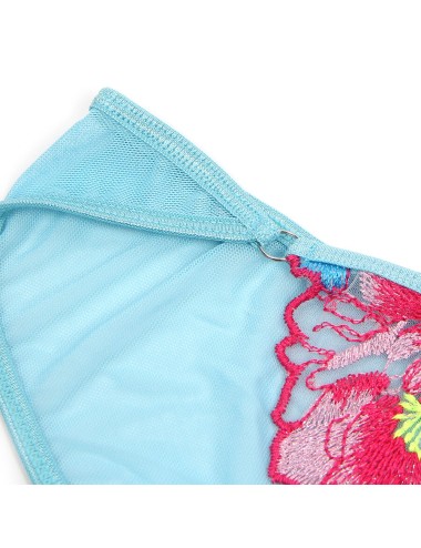 SUBBLIME - 957650 CONJUNTO DE SUTIÃ E CINTO-LIGA COM BORDADO DE FLORES ROSA L/XL