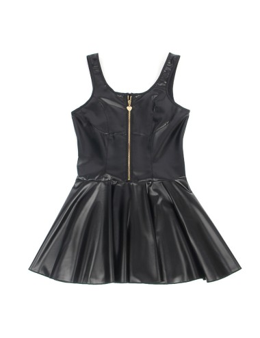 SUBBLIME - 957667 VESTIDO DE COURO COM ZÍPER DE CORAÇÃO PRETO S/M