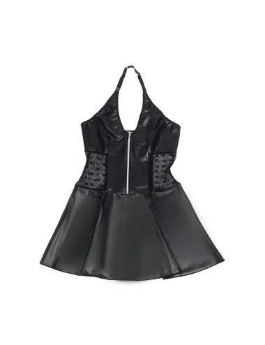 SUBBLIME - 957711 VESTIDO DE COURO COM ZÍPER DE RENDA PRETO L/XL